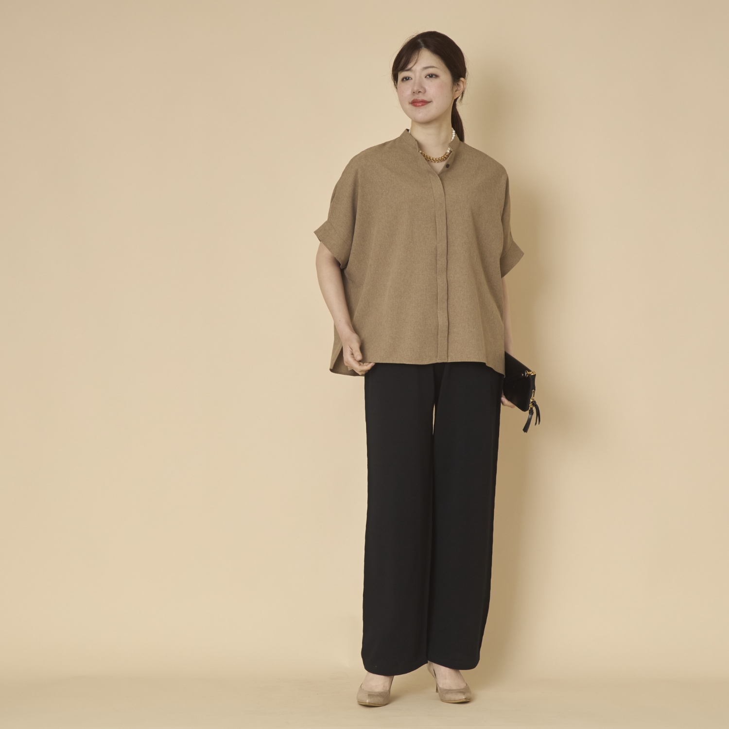 SAIFUKU/のびるニットパンツ ワイドタイプ